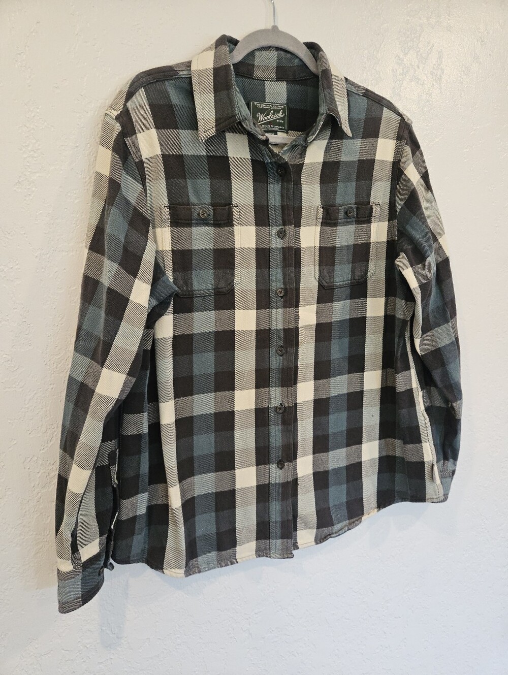 Woolrich Womens Willow Plaid Flannel Shirt - Size Large 100% Cotton With Pockets